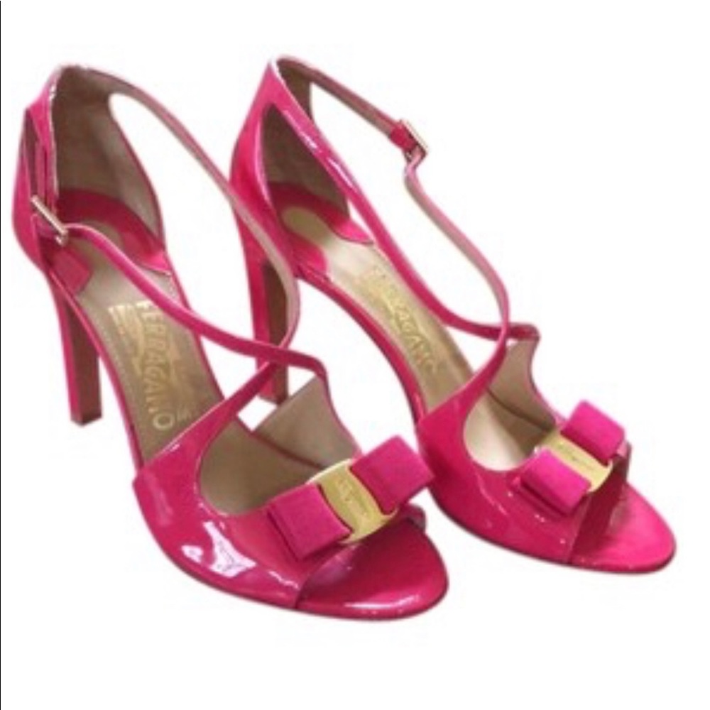 PINK* Salvatore Ferragamo Gabrielle Patent Sandals